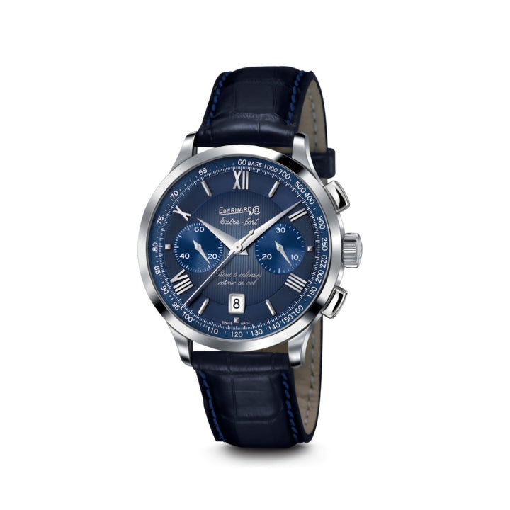 Orologio Automatico Crono Eberhard Extra Fort Roue à Colonnes Retour en Vol 31957.03  Eberhard Cinturino Pelle