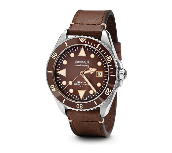 Orologio sub 300 Eberhard Scafograf 300 MCMLIX Marrone 41034V.10  Eberhard Cinturino Pelle/Cuoio