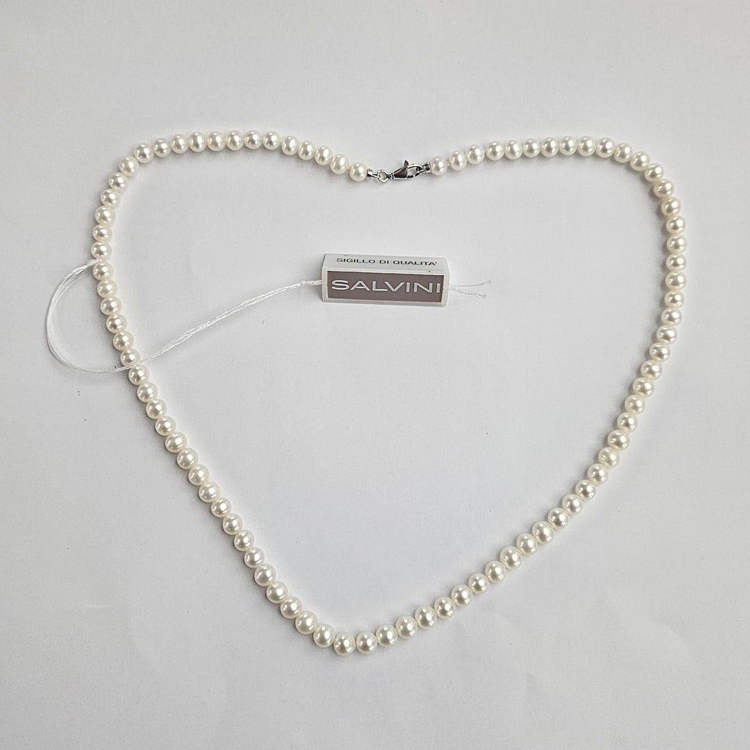 Collana Filo Perle con Chiusura Oro Bianco Salvini PFW00453 Salvini