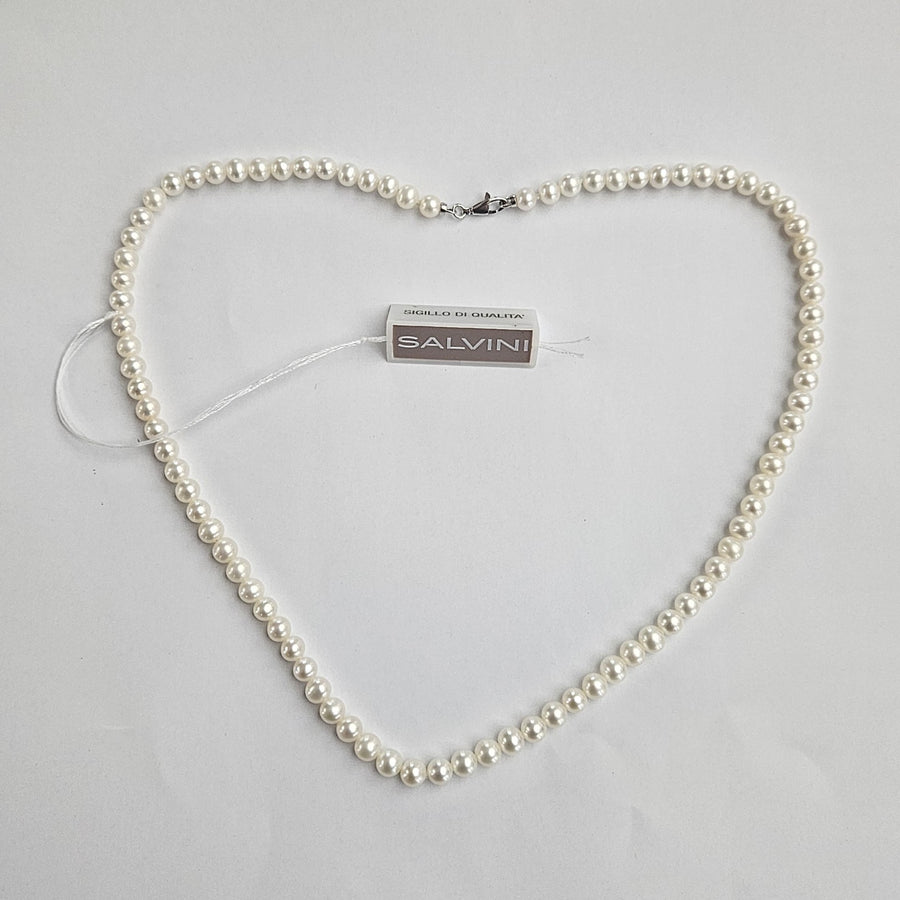 Collana Filo Perle con Chiusura Oro Bianco Salvini PFW00453 Salvini