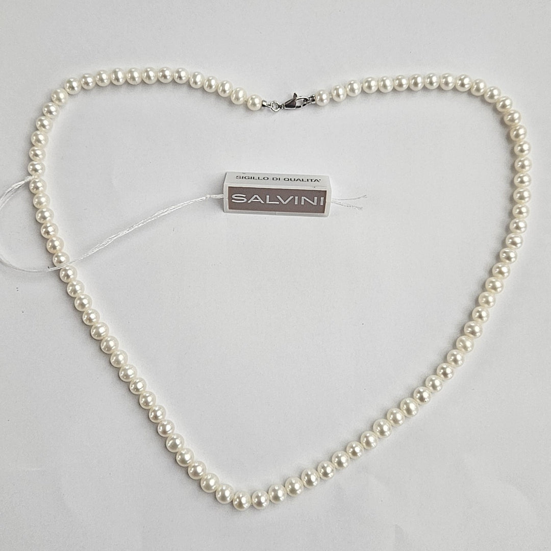Collana Filo Perle con Chiusura Oro Bianco Salvini PFW00453 Salvini