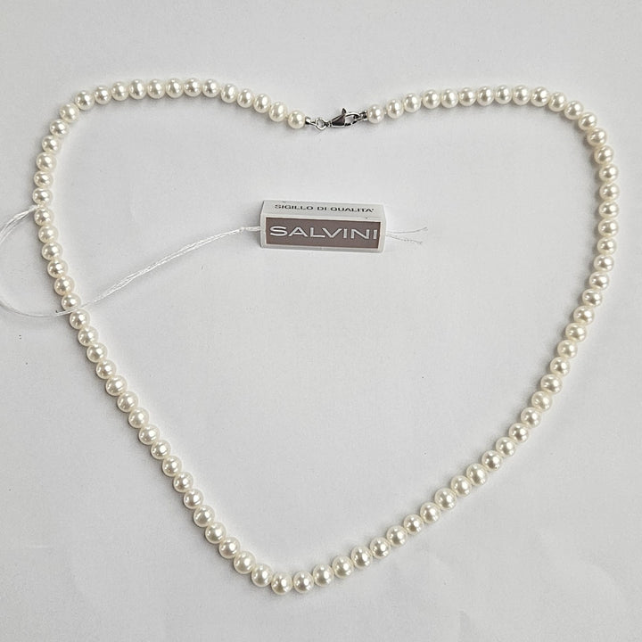 Collana Filo Perle con Chiusura Oro Bianco Salvini PFW00453 Salvini