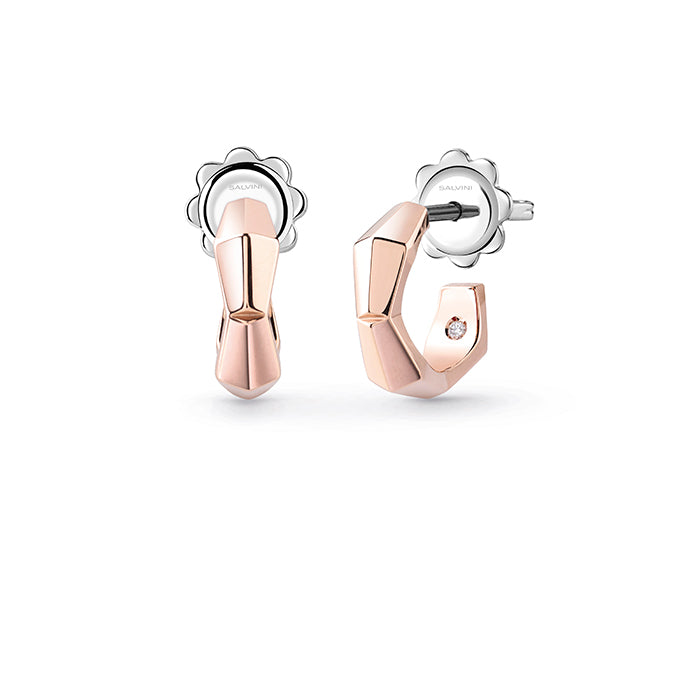 Orecchini Oro Rosa con Diamante e Hybrid Ceramic Rossa Salvini Eva 20101387  Salvini