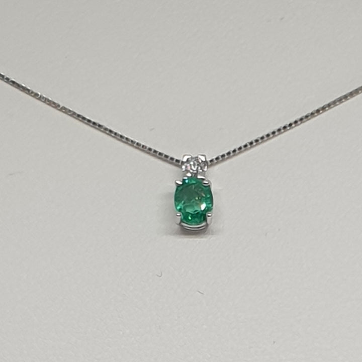 Collana Donna Oro Bianco con Smeraldo e Diamante Davite&Delucchi CLN011396-SM  Davite&Delucchi