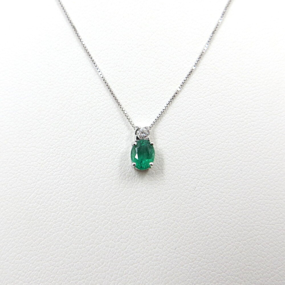 Collana Donna Oro Bianco con Smeraldo e Diamante Davite&Delucchi CLN011396-SM  Davite&Delucchi
