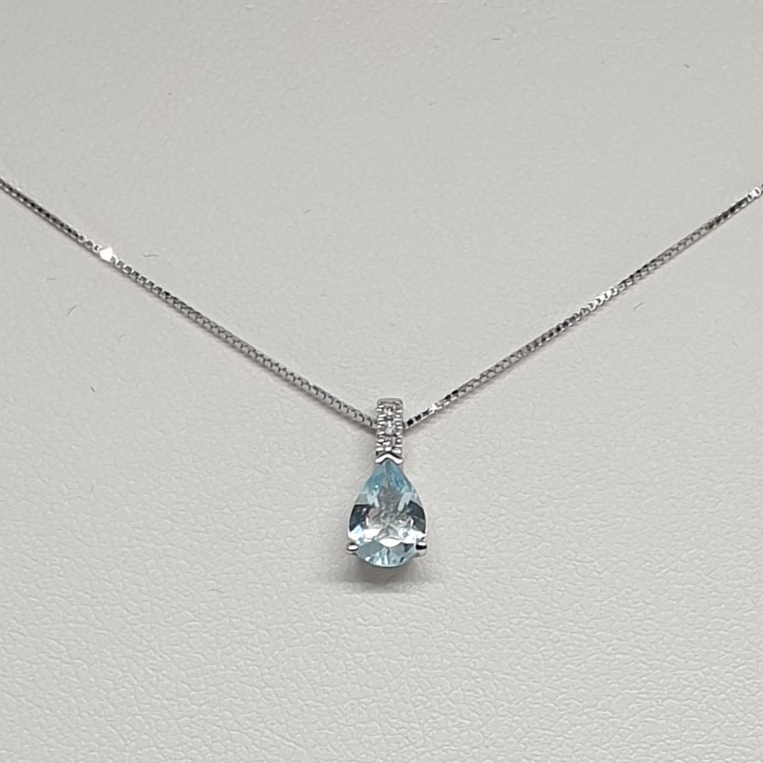 Collana Donna Oro Bianco con Acquamarina e Diamanti Davite&Delucchi CLNM00143  Davite&Delucchi