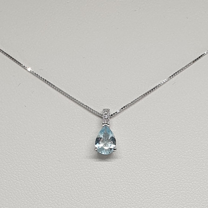 Collana Donna Oro Bianco con Acquamarina e Diamanti Davite&Delucchi CLNM00143  Davite&Delucchi