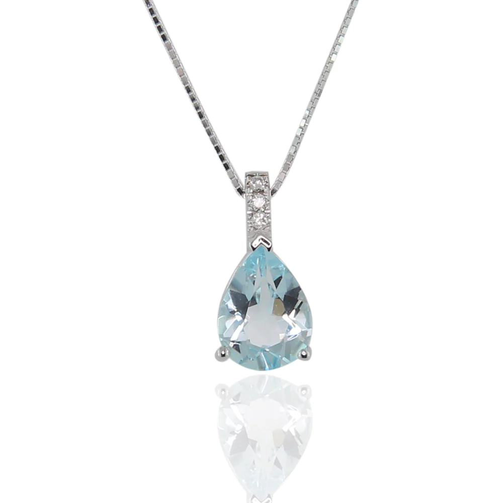 Collana Donna Oro Bianco con Acquamarina e Diamanti Davite&Delucchi CLNM00143  Davite&Delucchi