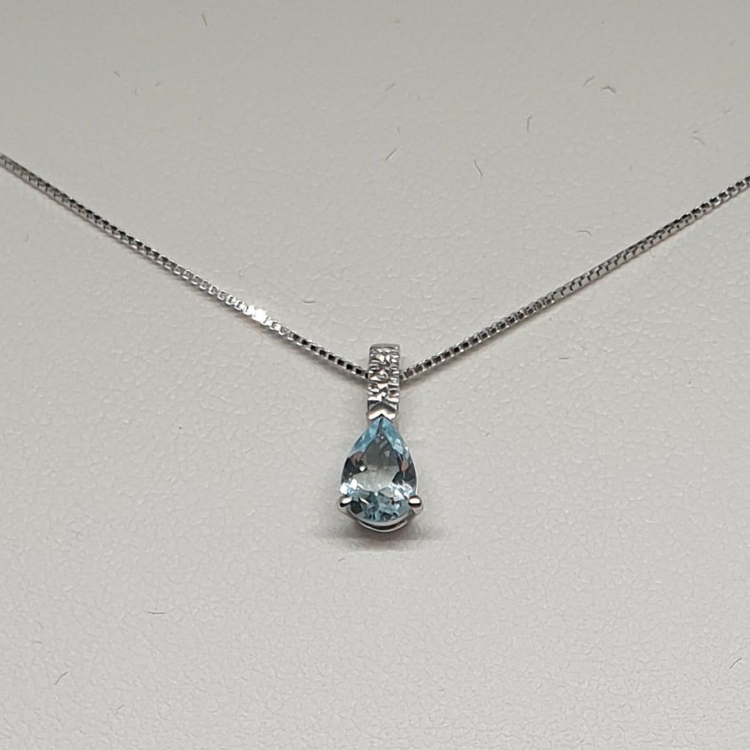 Collana Donna Oro Bianco con Acquamarina e Diamanti Davite&Delucchi CLNM00154  Davite&Delucchi