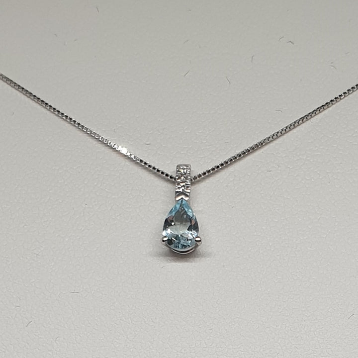 Collana Donna Oro Bianco con Acquamarina e Diamanti Davite&Delucchi CLNM00154  Davite&Delucchi