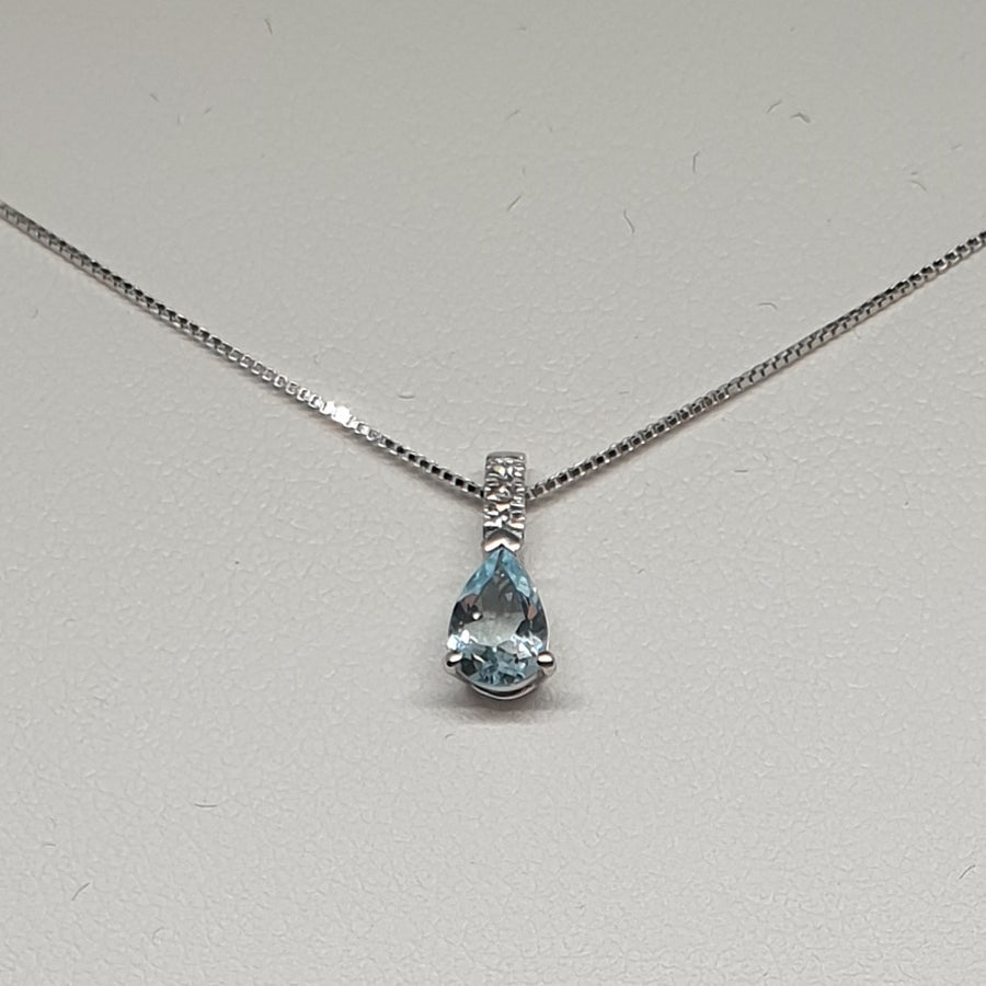 Collana Donna Oro Bianco con Acquamarina e Diamanti Davite&Delucchi CLNM00154  Davite&Delucchi