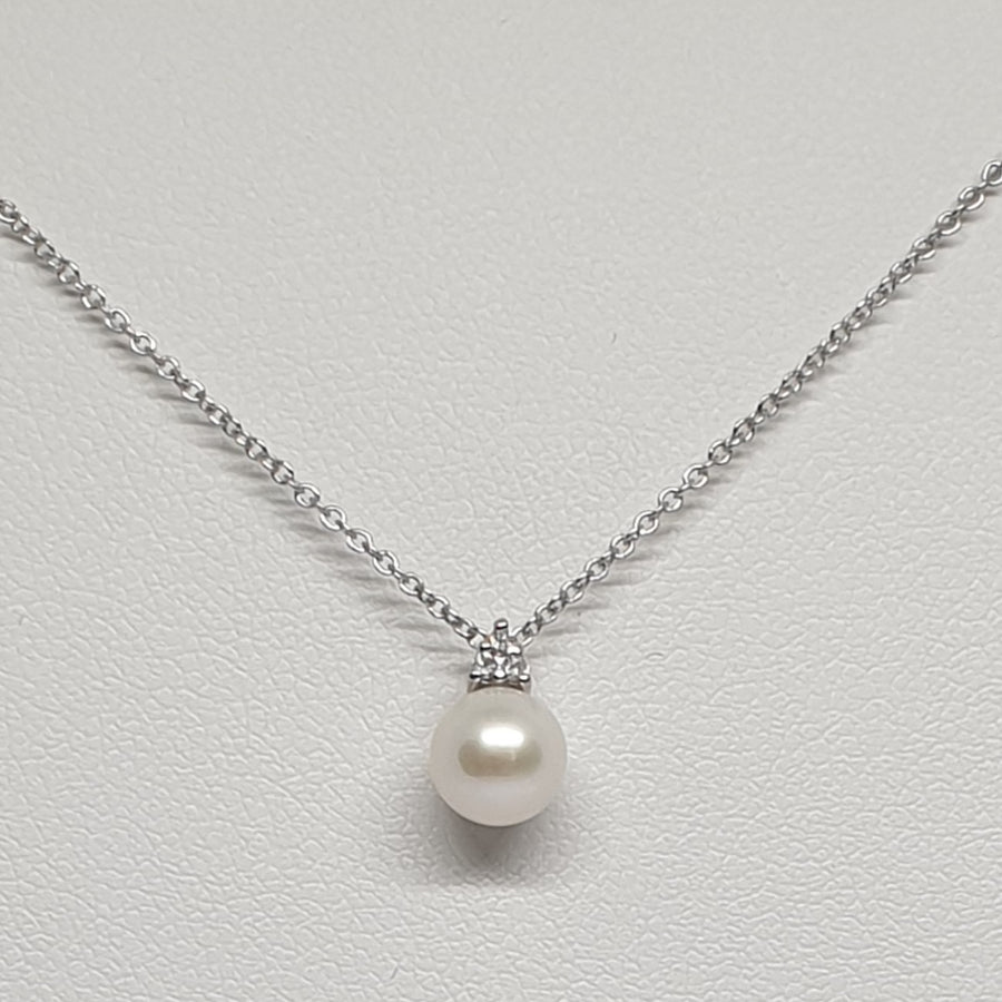 Collana Donna Oro Bianco con Perla e Diamanti Davite&Delucchi CLNP00168  Davite&Delucchi