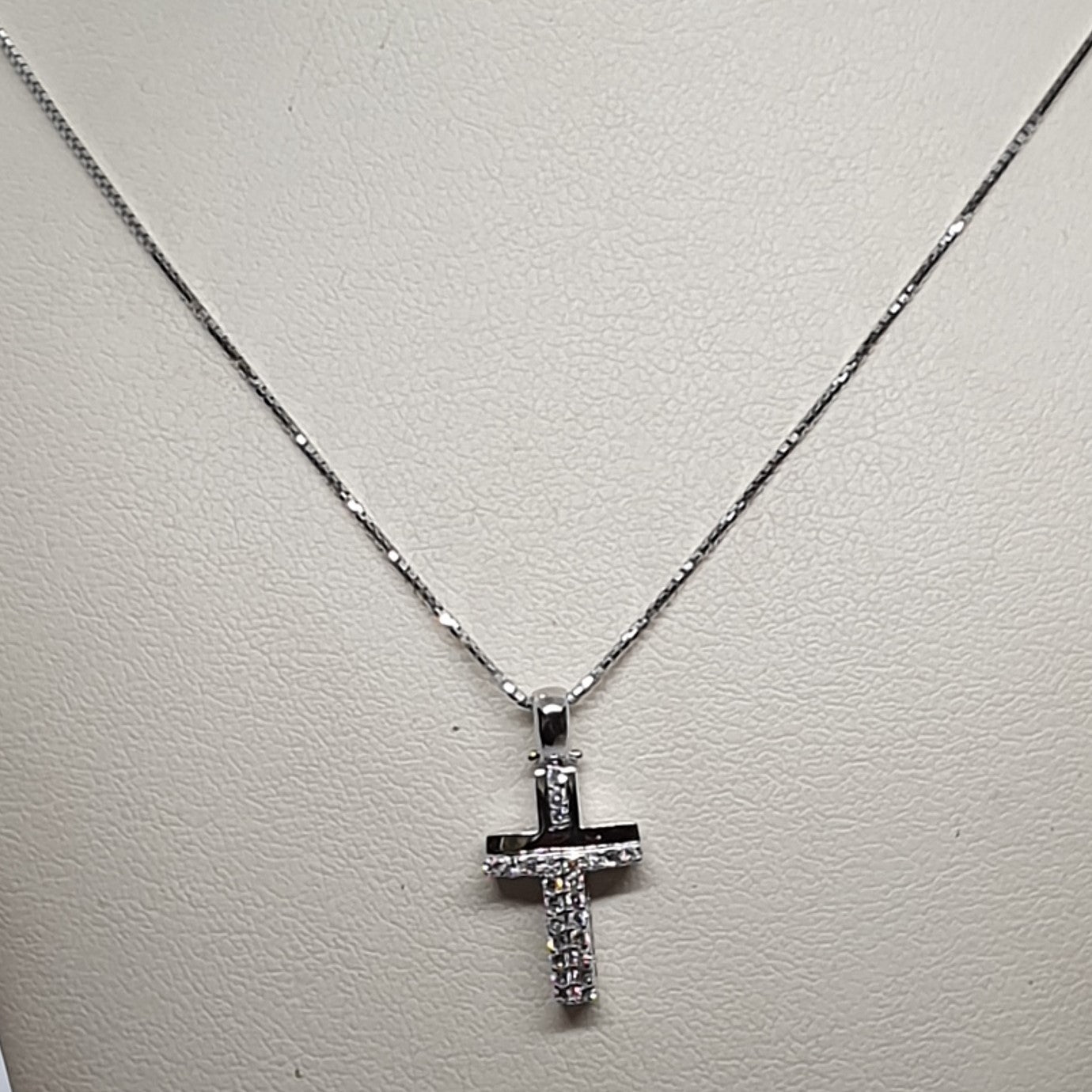 Collana Uomo Croce Oro Bianco e Diamanti Davite&Delucchi CLU010803