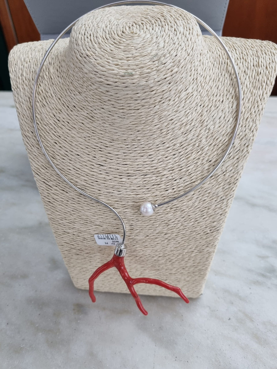 Collana Argento Rametto Corallo e Perla Amanthia CO.R.BI.CPPP  Amanthia