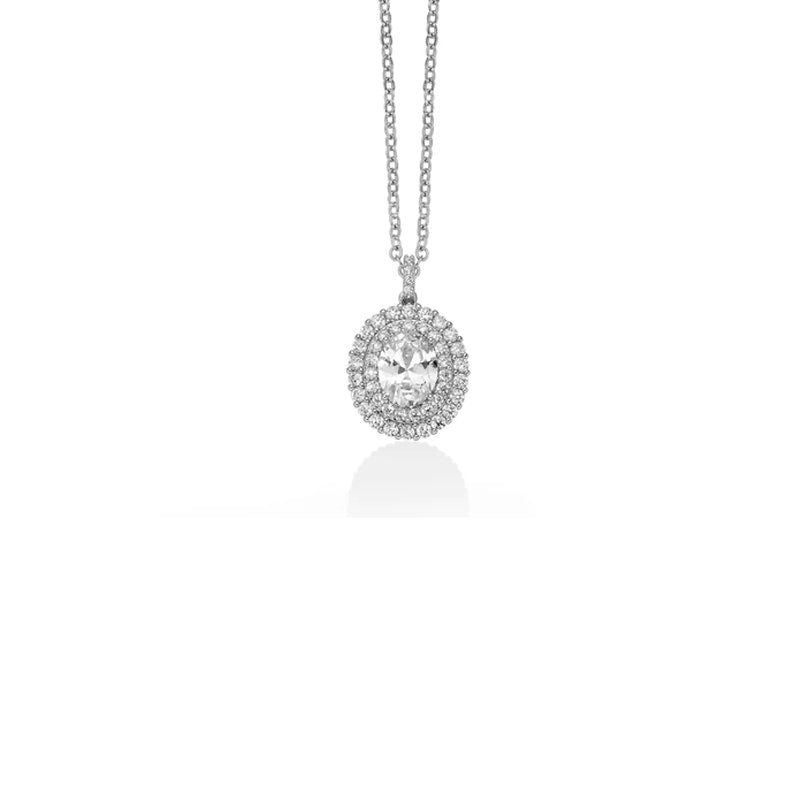 Collana Ottone con Solitario e Zirconi Kiara KCLD3952B  Kiara Gioielli