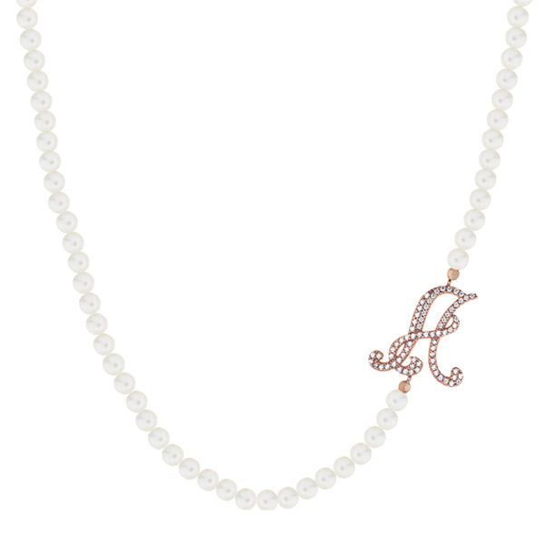 Collana Perle con Lettera Marcello Pane CLDV006  Marcello Pane Argento rosa A