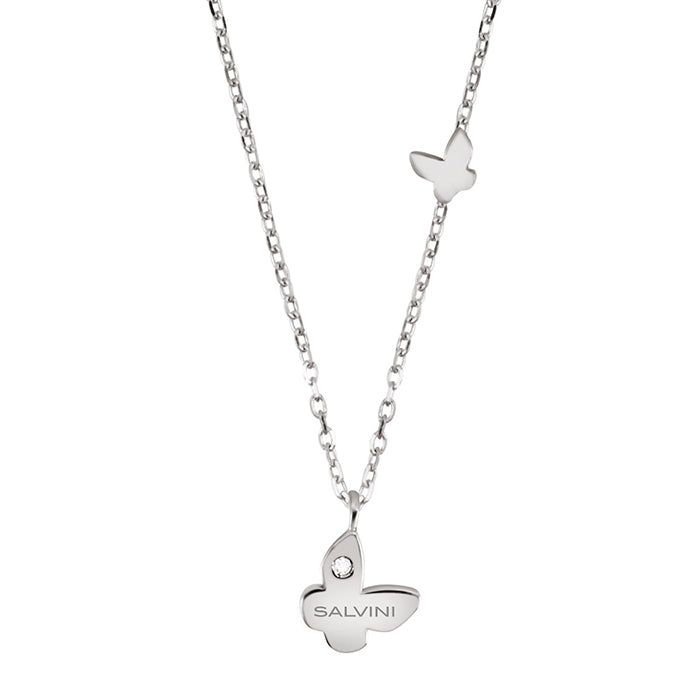 Collana farfalla in Oro bianco 9kt e Diamante Salvini Be happy 20060185 Salvini