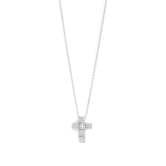 Collana Croce in Oro Bianco e Diamanti Salvini Bagliori 20106476 Salvini