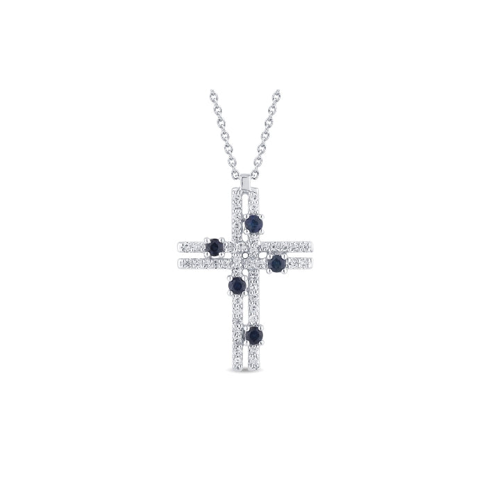 Collana croce donna Oro Diamanti e Zaffiri Bliss Via Lattea 20109709 Bliss