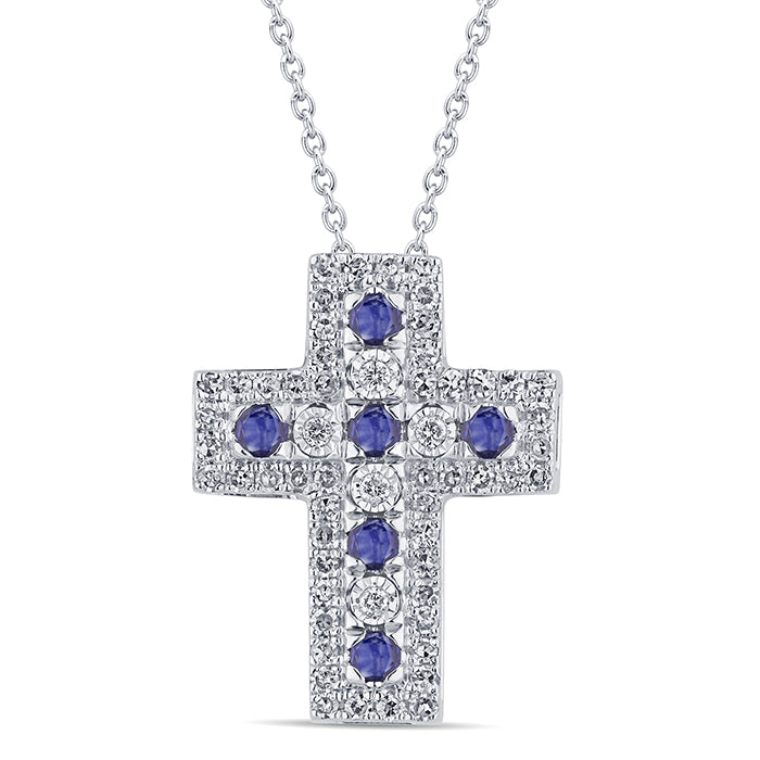 Collana croce donna Oro Diamanti e Zaffiri Bliss Etoile 20111468