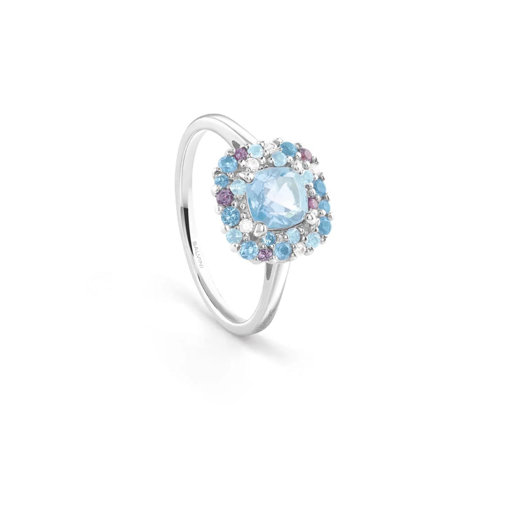 Anello oro bianco con topazio diamanti e pietre semipreziose Salvini BONBON 20114750