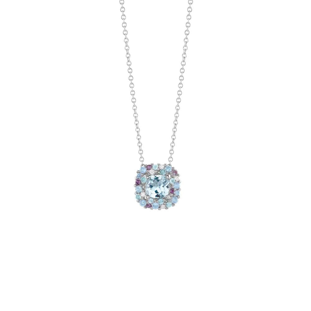 Collana oro bianco con topazio e contorno di diamanti Salvini Bonbon 20115021