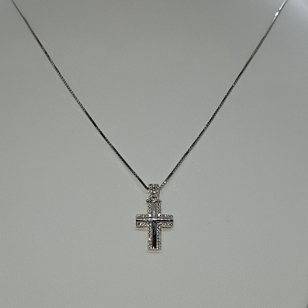 Collana Uomo Croce Oro Bianco e Diamanti Davite&Delucchi CLU010790 OS Davite&Delucchi