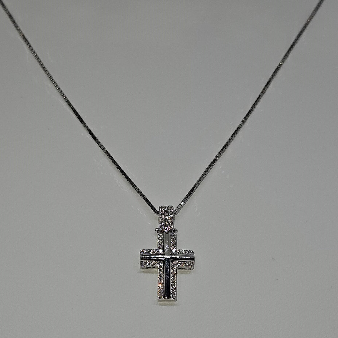 Collana Uomo Croce Oro Bianco e Diamanti Davite&Delucchi CLU010790 OS Davite&Delucchi