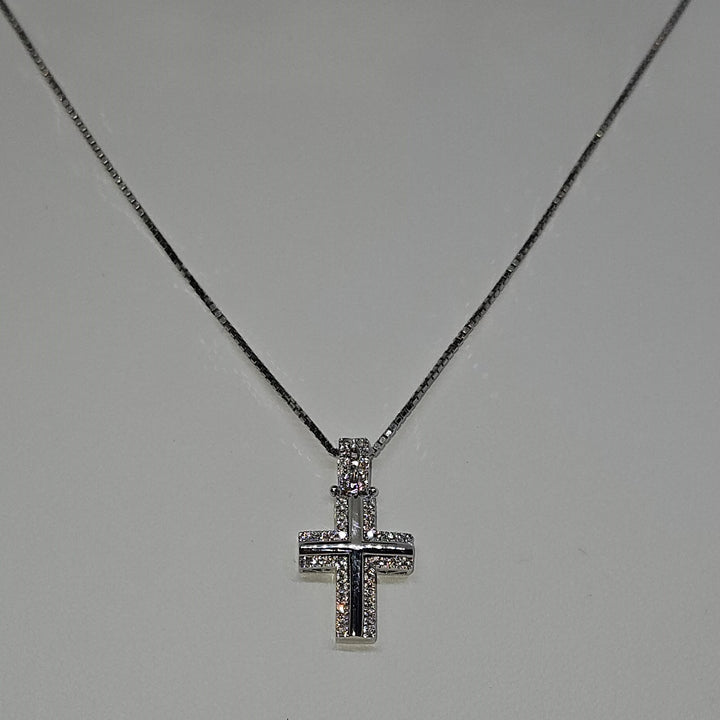 Collana Uomo Croce Oro Bianco e Diamanti Davite&Delucchi CLU010790 OS Davite&Delucchi