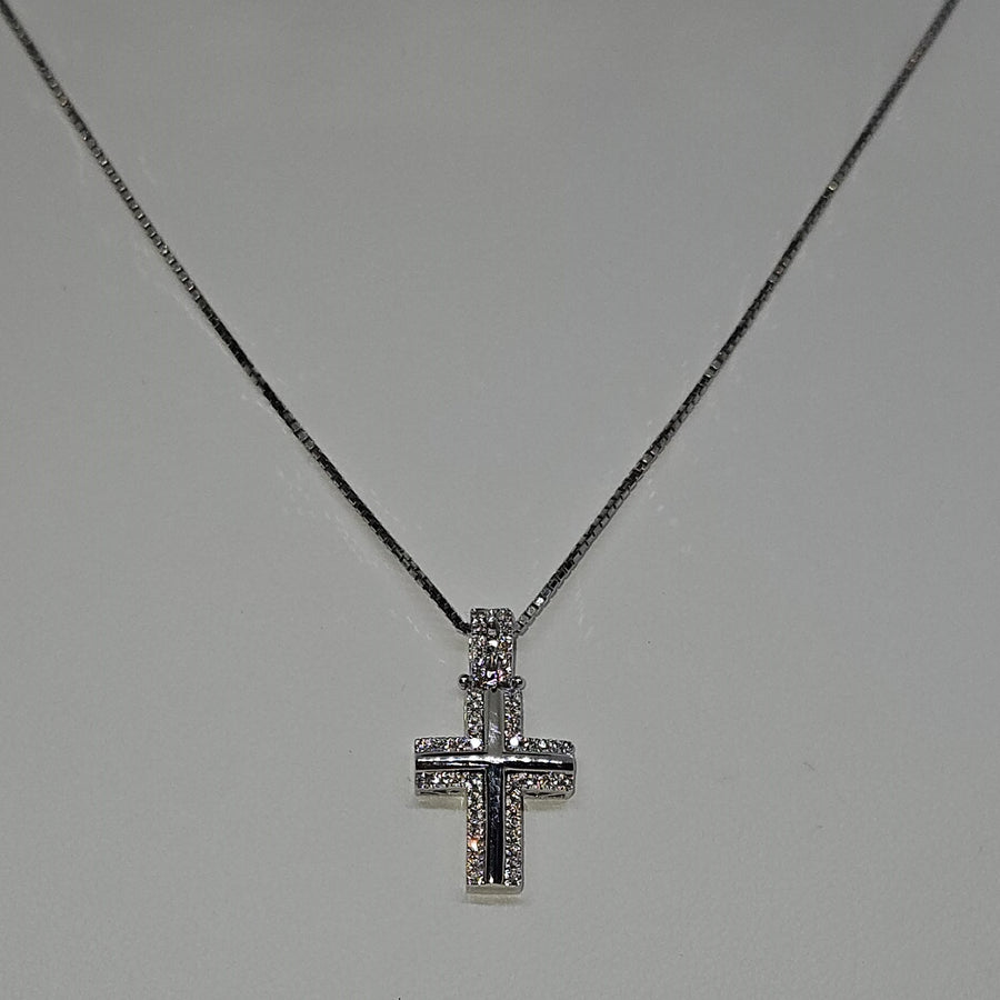 Collana Uomo Croce Oro Bianco e Diamanti Davite&Delucchi CLU010790 OS Davite&Delucchi