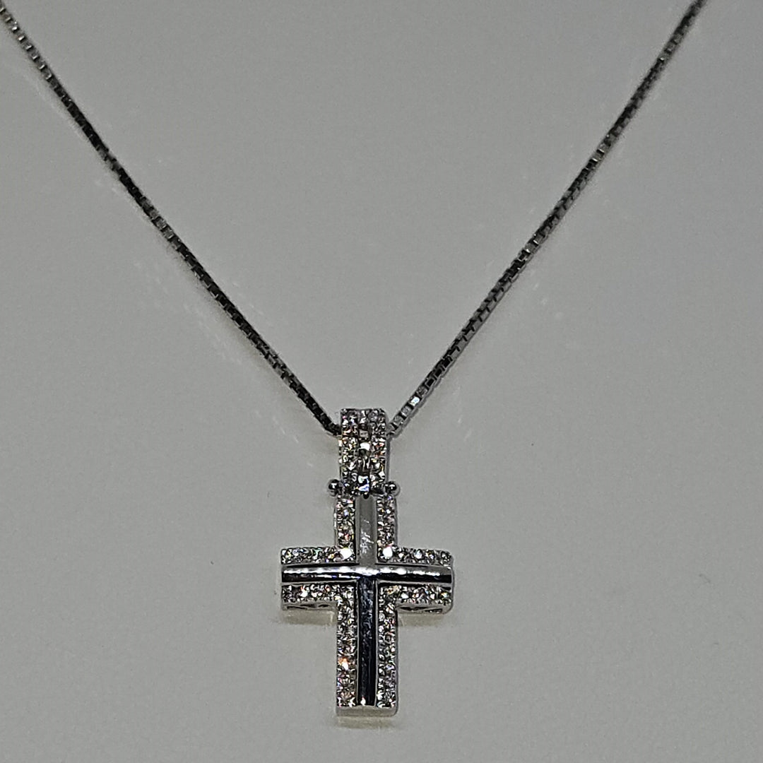 Collana Uomo Croce Oro Bianco e Diamanti Davite&Delucchi CLU010790 OS Davite&Delucchi