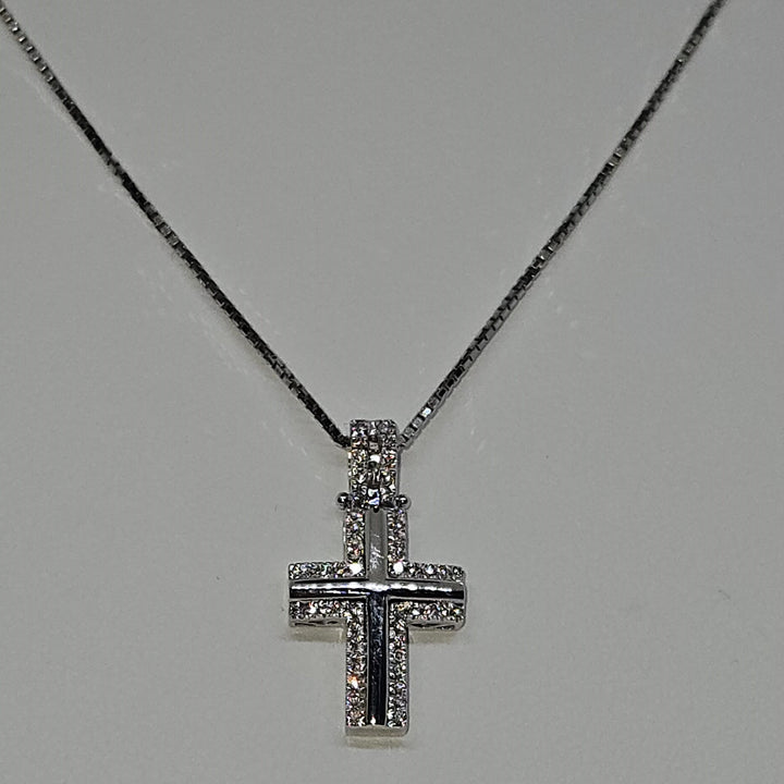 Collana Uomo Croce Oro Bianco e Diamanti Davite&Delucchi CLU010790 OS Davite&Delucchi
