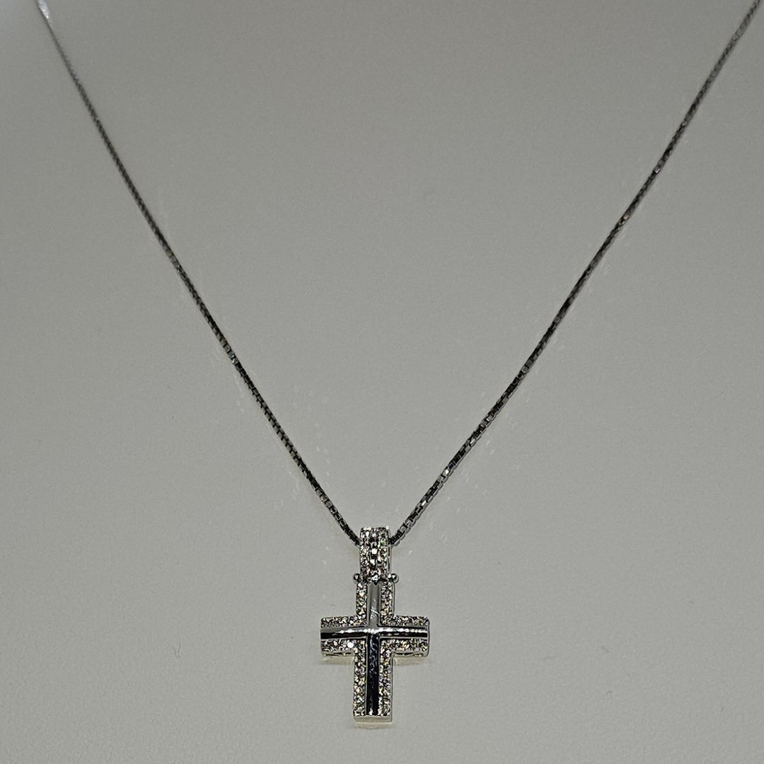 Collana Uomo Croce Oro Bianco e Diamanti Davite&Delucchi CLU010790 OS Davite&Delucchi