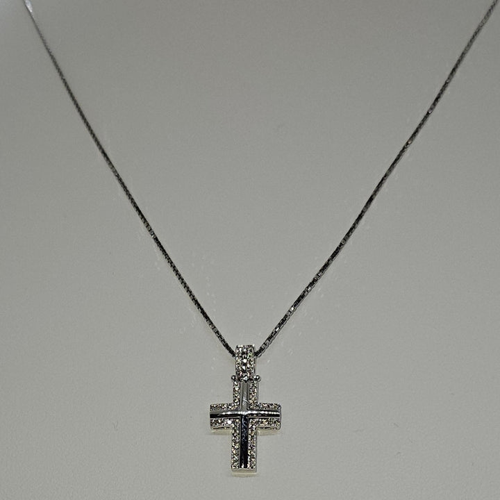 Collana Uomo Croce Oro Bianco e Diamanti Davite&Delucchi CLU010790 OS Davite&Delucchi