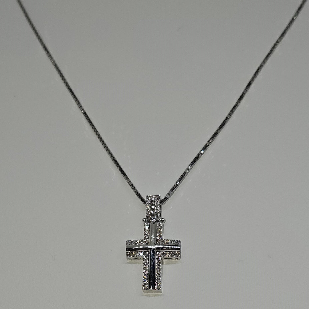 Collana Uomo Croce Oro Bianco e Diamanti Davite&Delucchi CLU010790 OS Davite&Delucchi