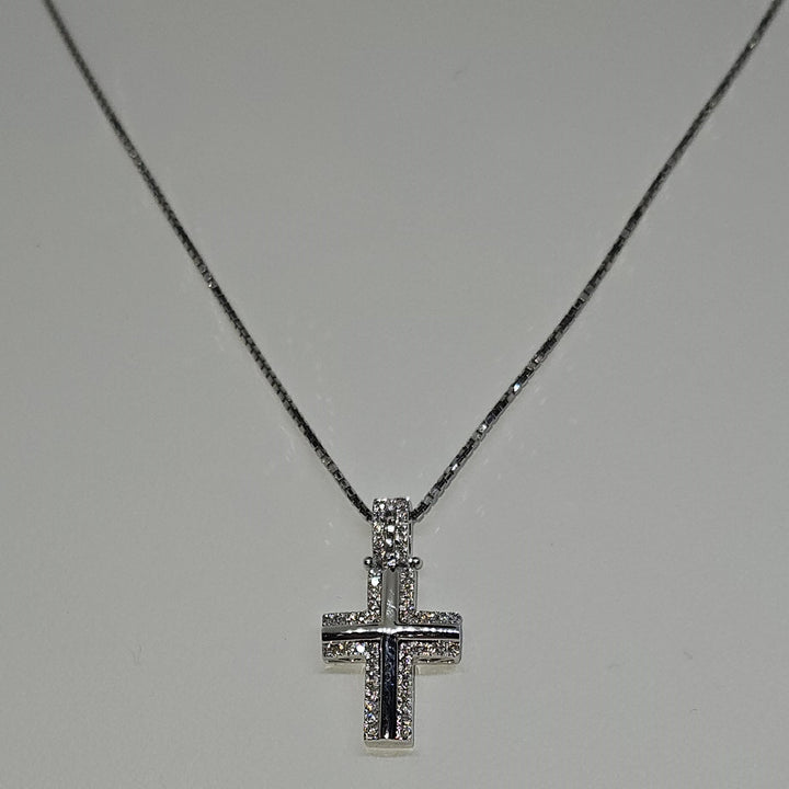 Collana Uomo Croce Oro Bianco e Diamanti Davite&Delucchi CLU010790 OS Davite&Delucchi