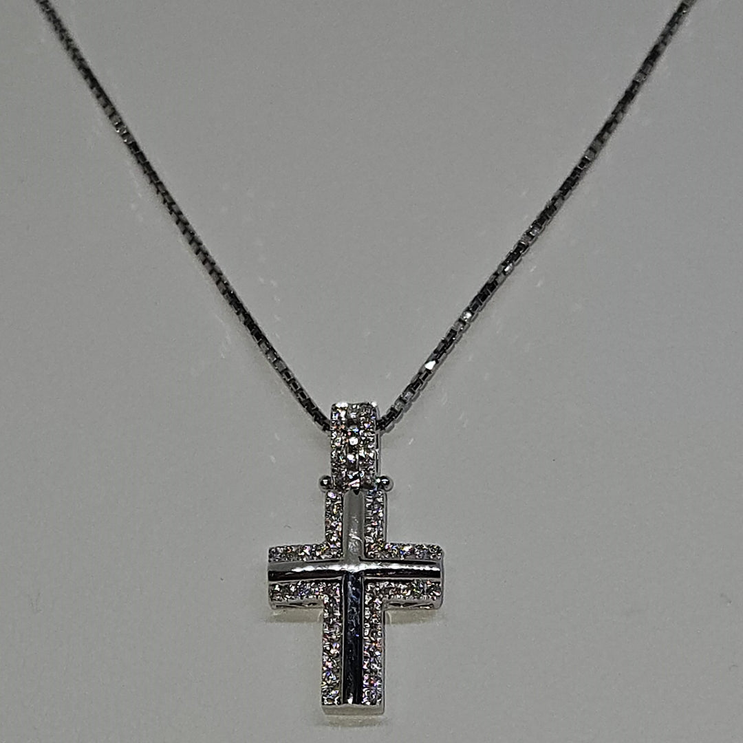 Collana Uomo Croce Oro Bianco e Diamanti Davite&Delucchi CLU010790 OS Davite&Delucchi