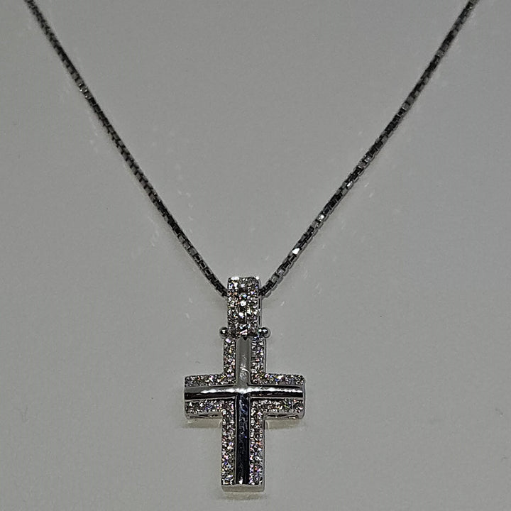 Collana Uomo Croce Oro Bianco e Diamanti Davite&Delucchi CLU010790 OS Davite&Delucchi