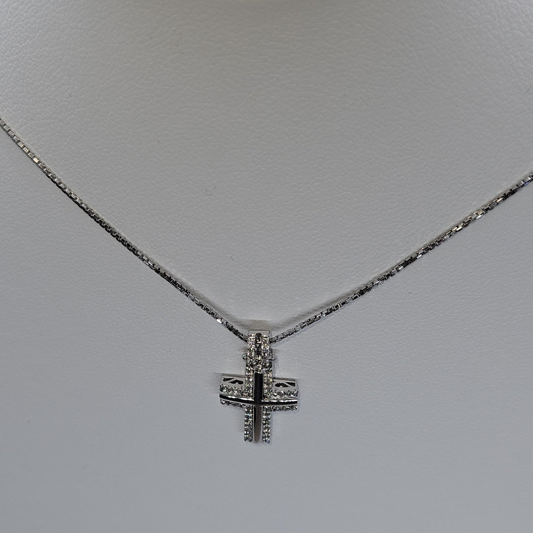 Collana Uomo Croce Oro Bianco e Diamanti Davite&Delucchi CLU010790 OS Davite&Delucchi