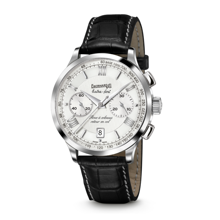 Orologio Automatico Crono Eberhard Extra Fort Roue à Colonnes Retour en Vol 31957.01