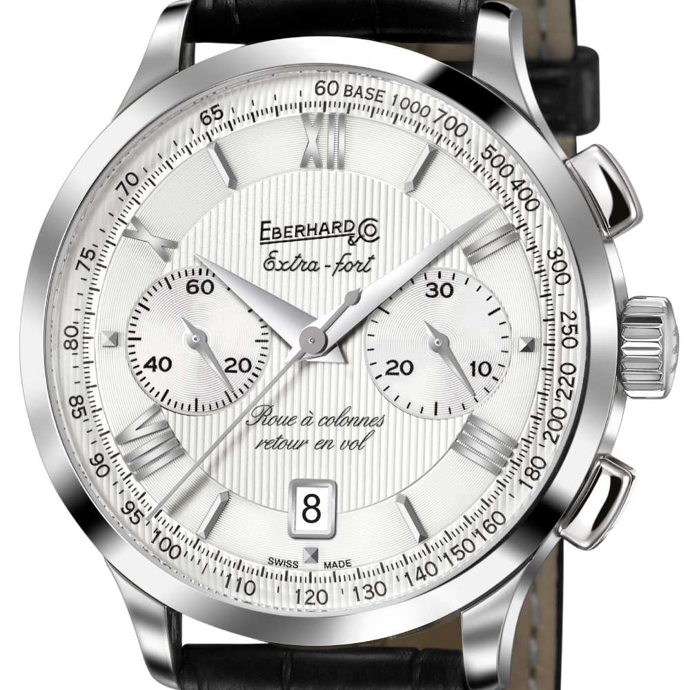 Orologio Automatico Crono Eberhard Extra Fort Roue à Colonnes Retour en Vol 31957.01