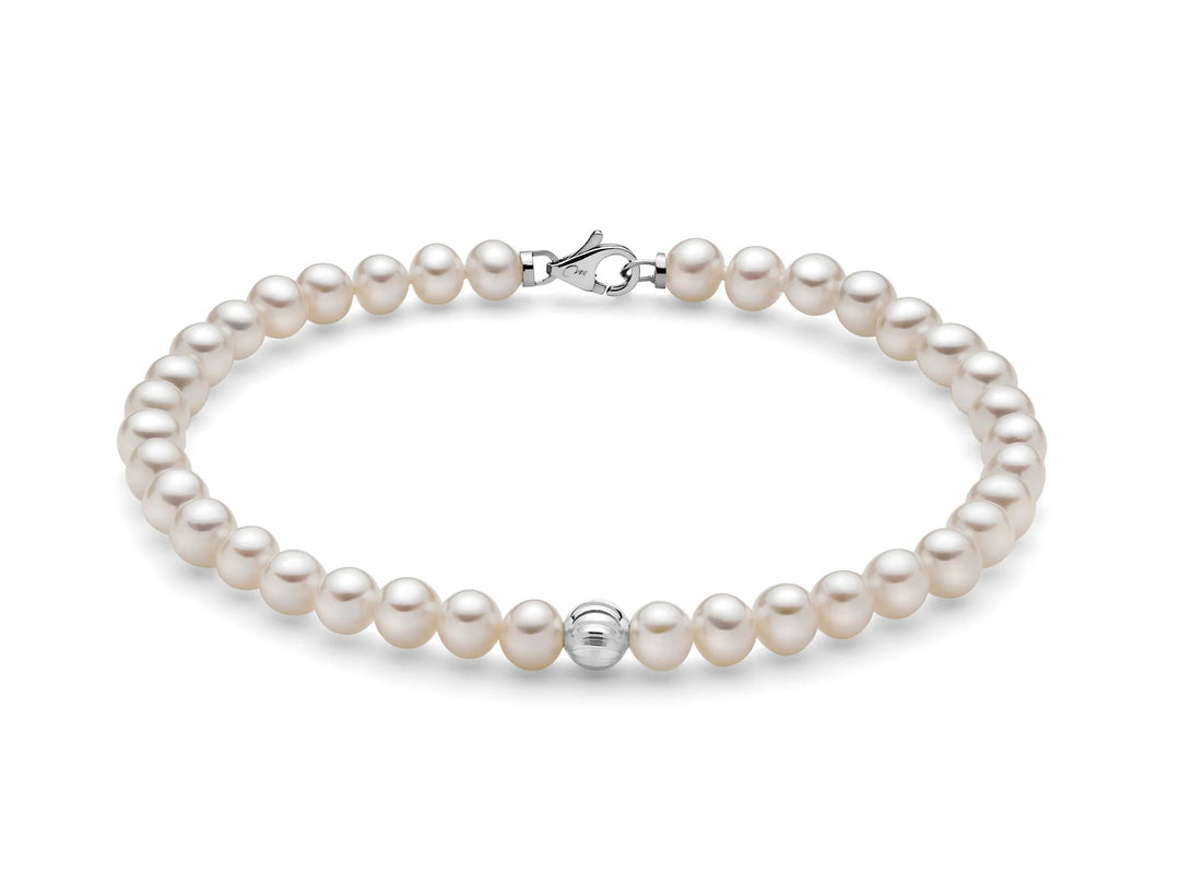 Bracciale Perle con Sfera e Chiusura Oro Bianco Miluna PBR3368 Miluna