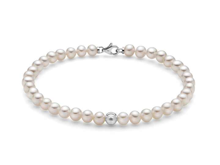 Bracciale Perle con Sfera e Chiusura Oro Bianco Miluna PBR3368 Miluna