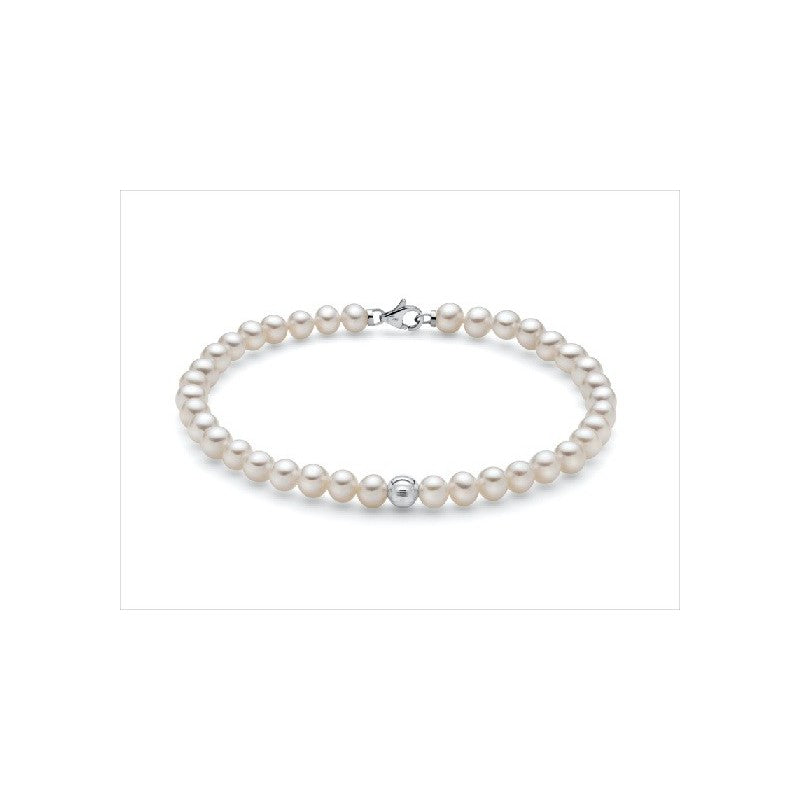 Bracciale Perle con Sfera e Chiusura Oro Bianco Miluna PBR3368 Miluna