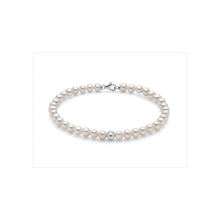 Bracciale Perle con Sfera e Chiusura Oro Bianco Miluna PBR3368 Miluna