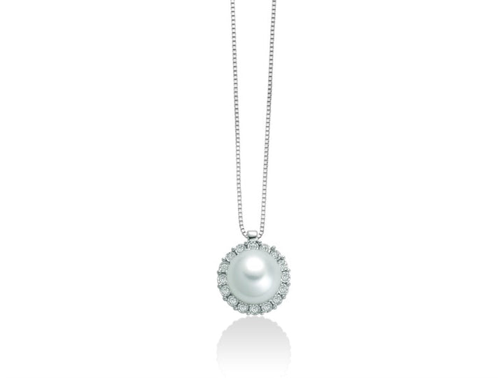Collana donna Oro bianco con Perla e Diamanti Miluna PCL5748 Miluna