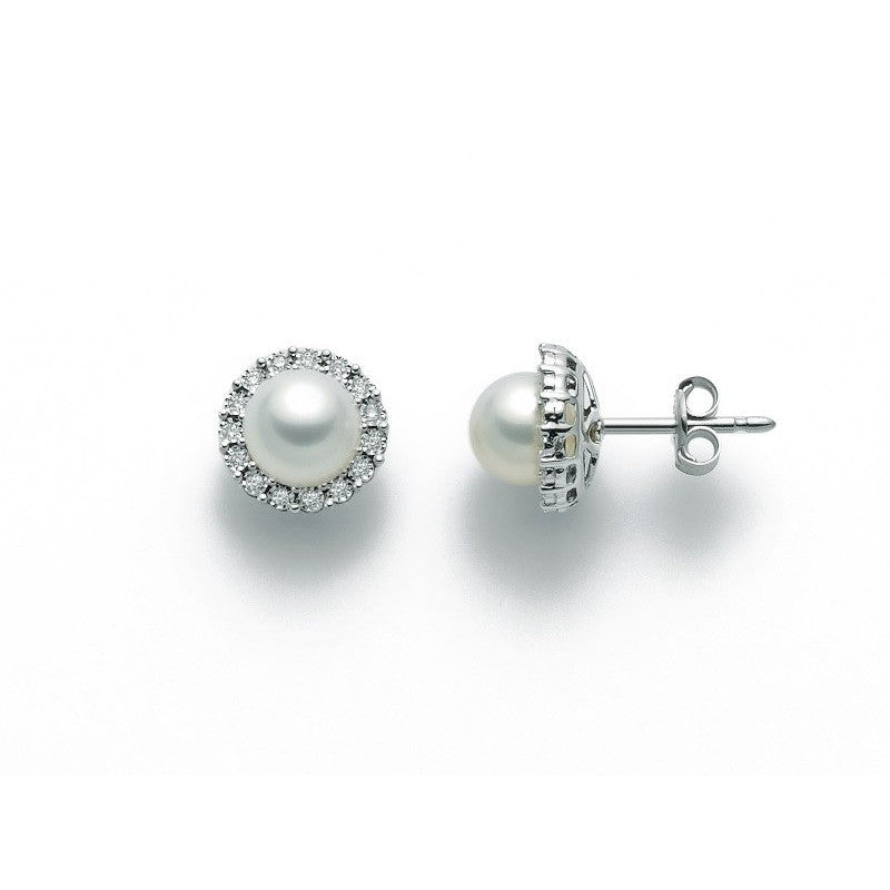 Orecchini Oro Bianco con Perle e Diamanti Miluna PER2382