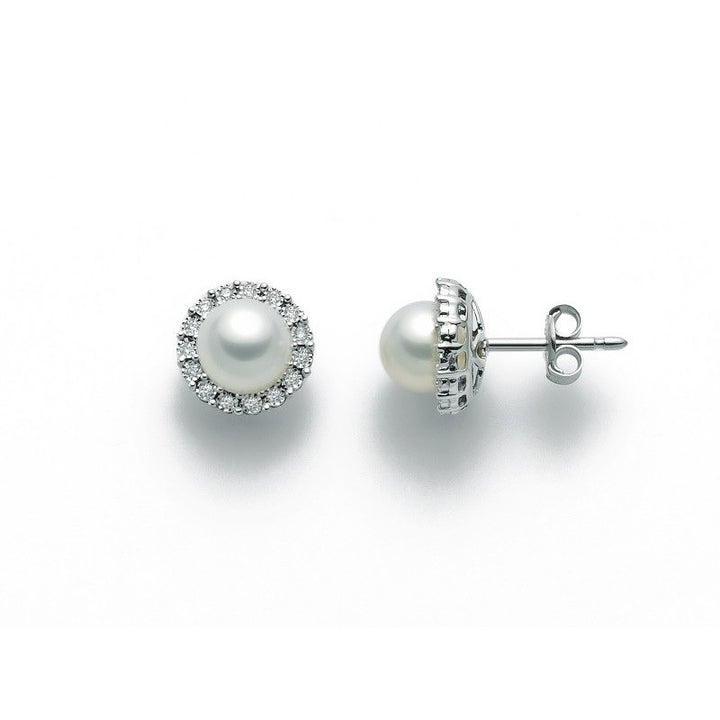 Orecchini Oro Bianco con Perle e Diamanti Miluna PER2382