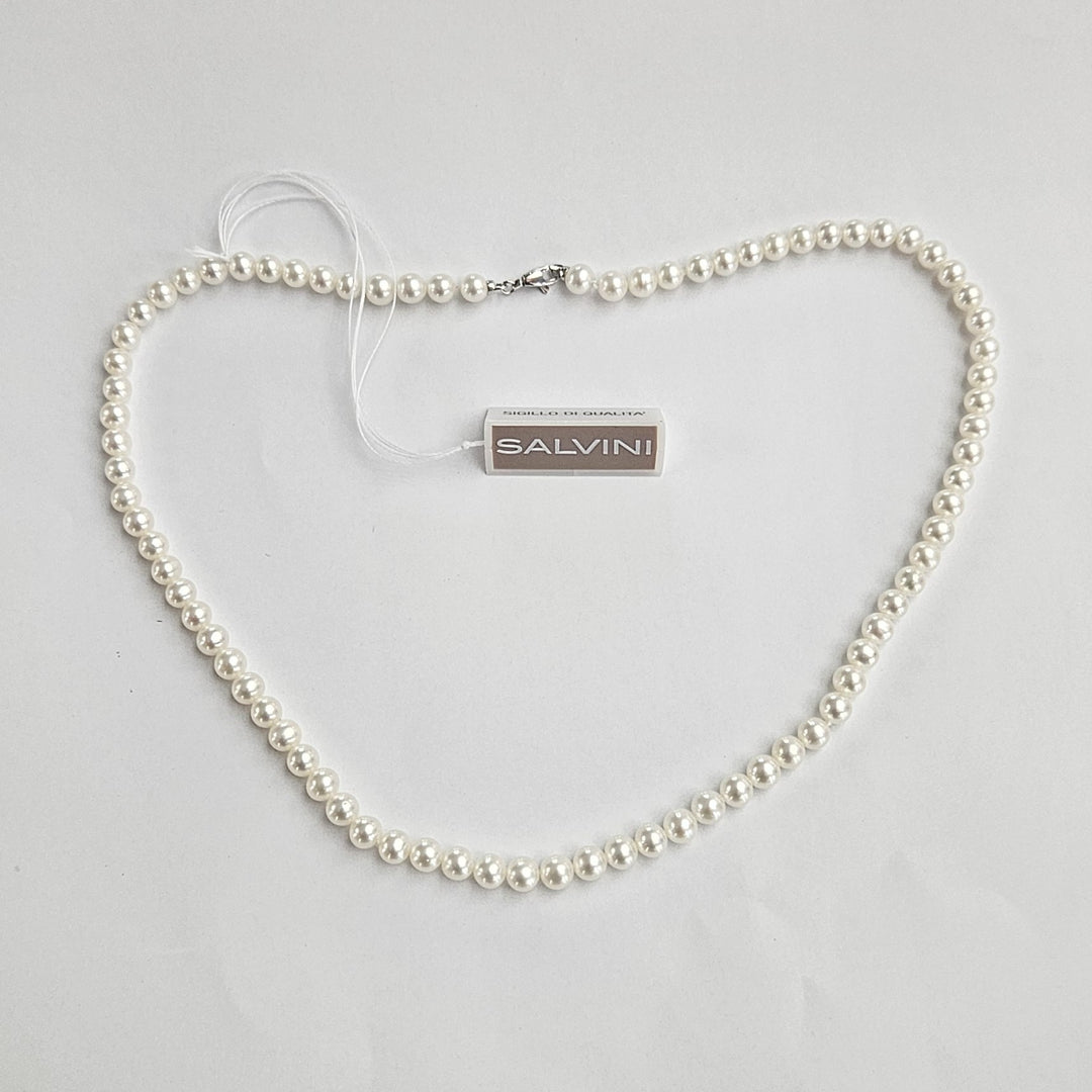 Collana Filo Perle con Chiusura Oro Bianco Salvini PFW00603