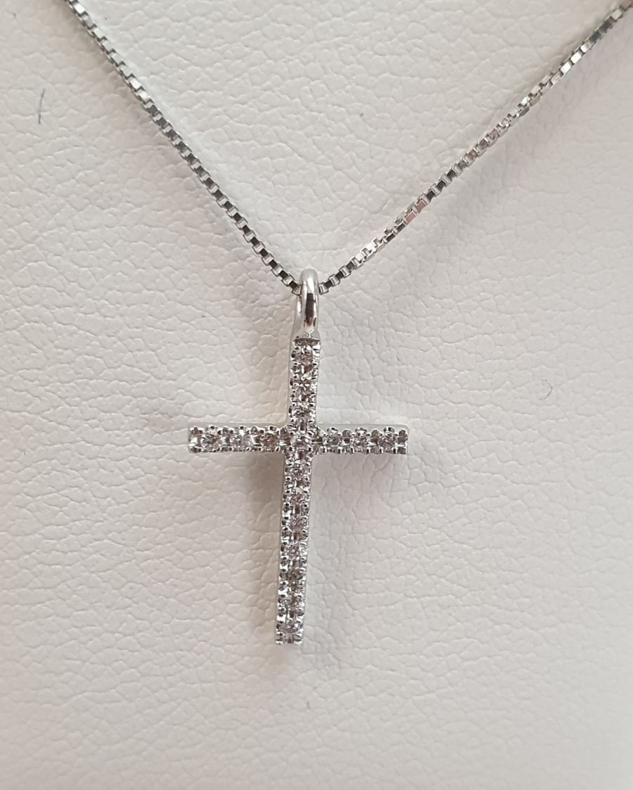 Girocollo Croce Oro Bianco e Diamanti Davite&Delucchi CLN011325  Davite&Delucchi   